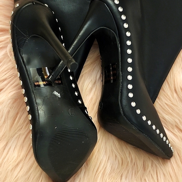 Brand New WILD DIVA SILVER STUDDED DETAIL STILETTO BOOTIES-7 - Picture 5 of 5